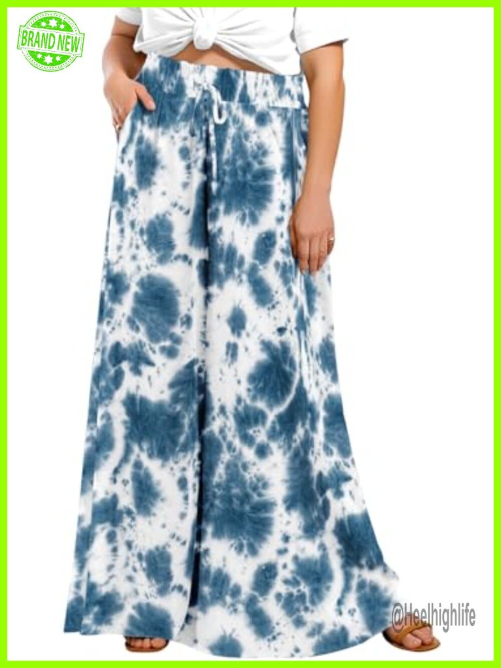 Plus Size Wide Leg Palazzo Pants with Pockets Casual Flowy Lounge Trousers